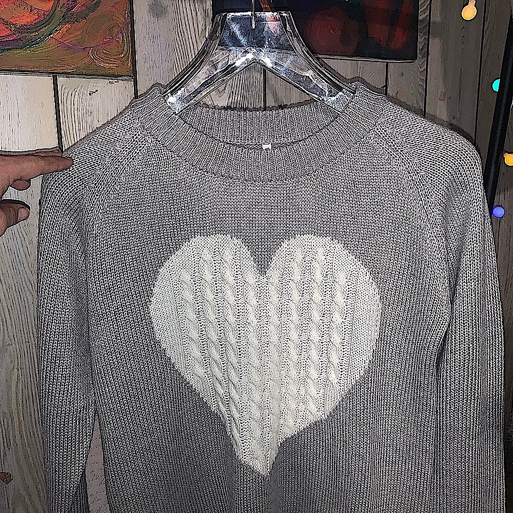 Lover Boy Gray Heart Sweater
Women’s Size Medium 
Used, missing Brand Tag
